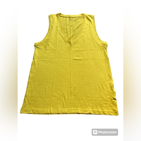 MADEWELL V-Neck Cotton Tank in Gilded Chartreuse. Size Medium. NWT. - Picture 3 of 9